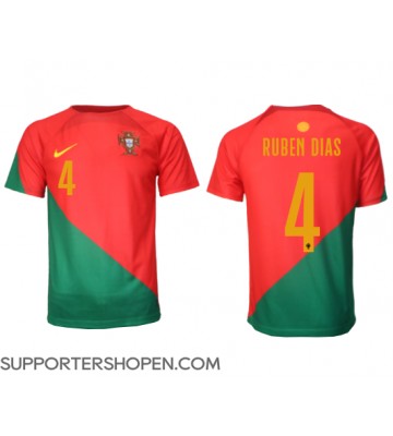 Portugal Ruben Dias #4 Hemma Matchtröja VM 2022 Kortärmad